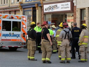 Petrolia and North Enniskillen firefighters respond to a collision on Saturday in Petrolia. Terry Bridge/Sarnia Observer/Postmedia Network