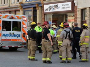 Petrolia and North Enniskillen firefighters respond to a collision on Saturday in Petrolia.  Terry Bridge/Sarnia Observer/Postmedia Network