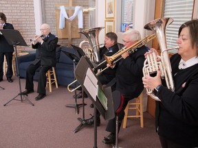 The Salvation Army Simcoe Community Church band played music Friday morning before the official kick-off of the 2022 Christmas Kettle campaign.  CHRIS ABBOTT