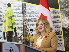 Sudbury MP Viviane Lapointe announced funding to help Science North develop its Go Deeper tourism project at Dynamic Earth and across Northern Ontario during a press conference in Sudbury, Ont. on Tuesday November 8, 2022. John Lappa/Sudbury Star/Postmedia Network