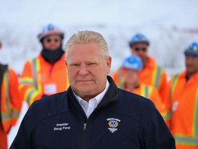 Ontario Premier Doug Ford was in Timmins for a variety of photo-ops, including this one at Newmont's Dome Mine in South Porcupine held Friday in the early afternoon. He was also scheduled to attend a rally for Progressive Conservative Party supporters in Timmins at Northern College later that evening.

ANDREW AUTIO/The Daily Press