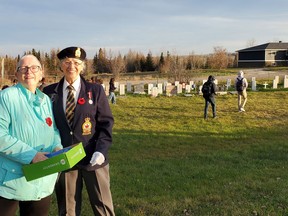 Margaret Burkholder was with Dianne Denault, Legion Rep  as participating students from ESCHS located headstones of military veterans and placed a poppy in remembrance.