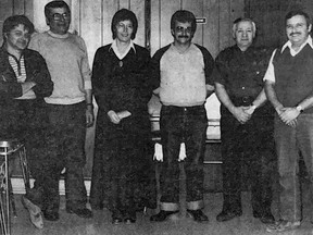 Yvon Desroches, at right, the chairman of the new committee formed to establish the Cochrane Civil Air Patrol Search and Rescue Unit, stands with the rest of his committee in a group photograph. From left to right are Don Beaudoin, John Blazecka, Elaine de Groot, Bryan Prevost, Octave ravel and Desroches.