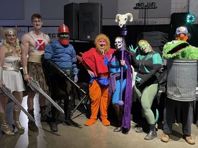 The winners of the costume contests at the sixth annual Big Night Out Charity Ball Halloween Bash. The individual winner channelled his inner Oscar the Grouch while the group champs were Masters of the Universe. (Submitted photo)