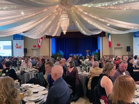 The nominees and guests at the Woodstock District Chamber of Commerce's 2022 Business Awards of Excellence enjoyed a gala celebration at the Colombo Club in Beachville. (Submitted photo)