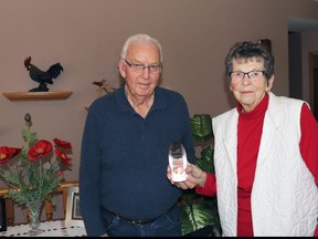 Phyllis Tomlinson, a founding member of the Whitecourt Christmas Hamper, received the Longstanding Achievement Award from the Town of Whitecourt during National Volunteer Week. Her husband Garth also pitched in with the program as a “gofer.”