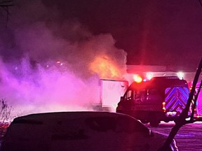 North Bay Fire and Emergency Services responded to a transport blaze off 1490 Main St.W. Sunday evening.