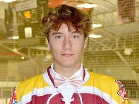 Travis Poan’s fourth goal of the season, with 3:59 remaining in overtime, lifted the Timmins Majors to a 3-2 win over the North Bay U16 Trappers at the Memorial Gardens Sports Arena Sunday afternoon. It was the conclusion of a three-game road trip that  also saw the Majors beat the U16 Trappers 6-3 in North Bay Saturday night after dropping a 2-1 shootout decision to the Cubs in New Liskeard Friday night. THOMAS PERRY/THE DAILY PRESS