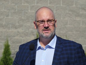 Todd Corrigall, seen speaking at his mayoral campaign announcement at Wood Innovation Square in August.