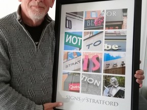 Pensiunan prof menjual poster Signs of Stratford untuk mengumpulkan uang bagi dukungan kesehatan mental setempat