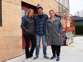 Klompstra Construction property manager Krista Klompstra, owner Matt Klompstra and Blue Willow restaurant owner Jackie Klompstra stand in front of their 3465 St. Clair Parkway building in Sombra. The company is looking for ideas for a Sombra Community Mural that will go on the north side of their building next summer.
Carl Hnatyshyn/Sarnia This Week