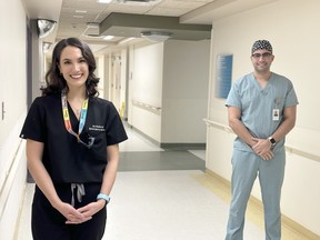 Dr. Nadia Omri, left, and Dr. Aderaldo Costa Alves Junior are among the 28 new medical staff who have joined Health Sciences North in 2022.