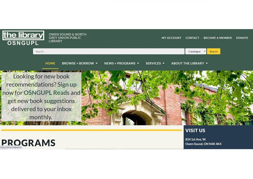 New website for Owen Sound and North Grey Union Public Library