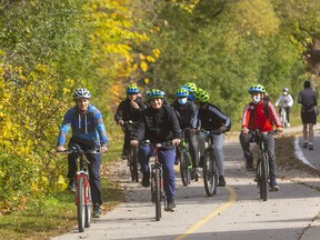 Thirty high school students take a ride on donated bikes in Greenway Park in London in this file photograph from October 2020. Mike Hensen/Postmedia Network