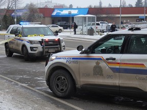 Prince George RCMP on scene investigating a homicide at Connaught Hill Park on Nov. 15, 2022. The PG RCMP faced 336 calls for service per officer in 2021 — 41 per cent higher than the average for municipal RCMP detachments serving more than 15,000 people.
