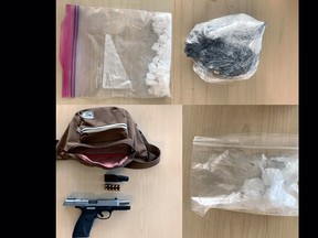 Fentanyl, cocaine and a .45-calibre pistol seized as part of a Kingston Police drug unit investigation on Dec. 9, 2022.
