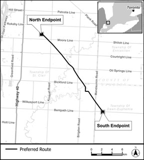 Enbridge's Dawn-Corunna natural gas pipeline project.  (Illustration via Enbridge Gas)
