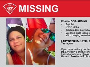 OPP are asking for the public's help in locating a 44-year-old woman named Chantal Desjardins from Temiscaming.