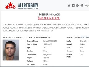 randall McKenzie is wanted in connection to the shooting of a Haldimand police officer on Tuesday. Police have issued a public alert about the suspect. SUBMITTED