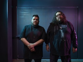 The Halluci Nation (formerly A Tribe Called Red) (l-r) Tim "2oolman" Hill and Bear Witness. Photo by Remi Theriault