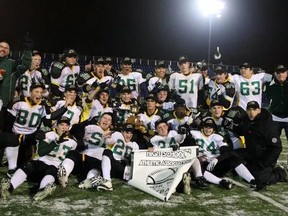 The 2013 Fort High football team after an undefeated season. In March, it was announced that two Fort High football alumni were headed for the CFL. Justice Momoka #25. Jacob Battenfelder, #34. Photo supplied.