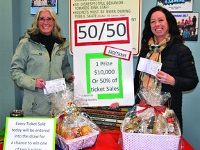 Blackie and District Ag Society Raffle co-chairs Wendy Muth, left, and Llana Malmberg will be selling raffle tickets until they sell out or until April 1 at all of Blackie’s local events. DANA ZIELKE