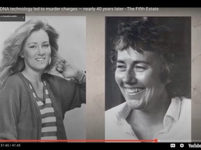 Former Owen Sound mother of four, Susan Tice, right, and Erin Gilmour, of Toronto, were sexually assaulted and murdered in Toronto in 1983. Toronto police recently charged someone with murder in their deaths. (Fifth Estate broadcast screen shot)