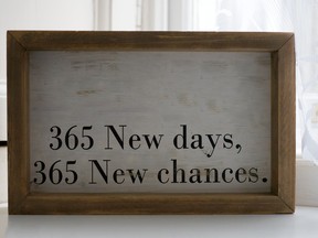 Frame with message of hope for the new year "365 New days. 365 New chances"