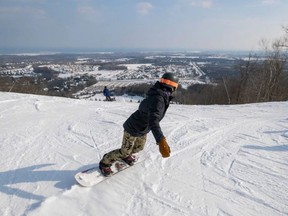 A snowboarder at Blue Mountain Resort.