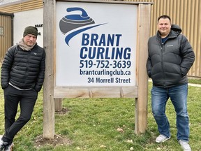 Jay Allen (left) and Wayne Tuck Jr. are the organizers of this weekend's Mixed Doubles Super Series Players Championship at the Brant Curling Club. Submitted.