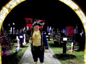 Town Crier Brian Mabee is seen at Gananoque's Candy Cane Lane on Saturday.(KEITH DEMPSEY/Local Journalism Initiative)
