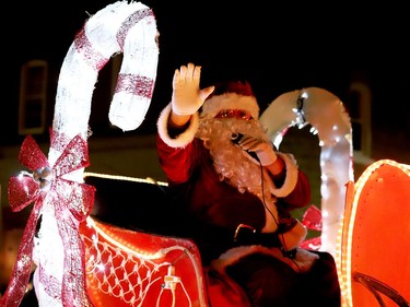 Santa Claus rounds off the Athens Parade of Lights on Main Street Saturday night. (RONALD ZAJAC/The Recorder and Times)