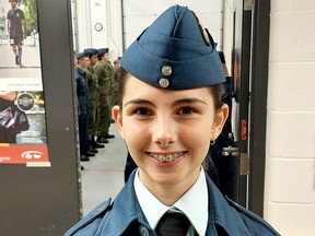 Lillian Fuller, 14, is enjoying being a member of the Chatham-Kent Air Cadet Squadron.  PHOTO Ellwood Shreve/Chatham Daily News