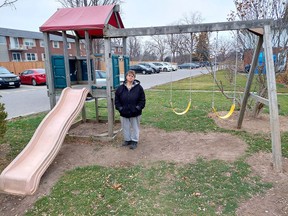 Mary Williston said this swing set used by her grandchildren must be removed according to an order her daughter recently received from the property owner.  (Ellwood Shreve/Chatham Daily News)