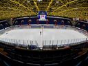 The start of ice preparations for the upcoming World Junior A Hockey Challenge in Cornwall.  Robert Lefebvre/Special to Cornwall Standard-Freeholder/Postmedia Network