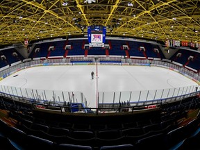 The start of ice preparations for the upcoming World Junior A Hockey Challenge in Cornwall. Robert Lefebvre/Special to the Cornwall Standard-Freeholder/Postmedia Network