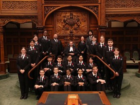 Nolan Stoqua (seated, front row, far left), during his two-week term as a Legislative Page at Queen's Park. Handout/Cornwall Standard-Freeholder/Postmedia Network