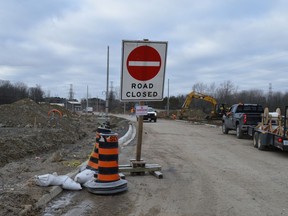 Riverdale Avenue remains closed to vehicle and pedestrian traffic, amid construction. Pictured on Friday December 9, 2022 in Cornwall, Ont. Shawna O'Neill/Cornwall Standard-Freeholder/Postmedia Network