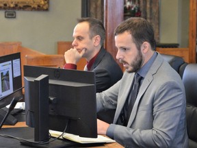 From left, SDG transportation and planning director Ben de Haan and manager of infrastructure Mike Jans during the new term of council's first regular meeting on Monday December 19, 2022 in Cornwall, Ont. Shawna O'Neill/Cornwall Standard-Freeholder/Postmedia Network