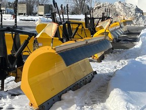 City plows lined up in the Cornwall Municipal Works yard, and soon to be deployed. Photo on Thursday, December 2022, in Cornwall, Ont. Todd Hambleton/Cornwall Standard-Freeholder/Postmedia Network