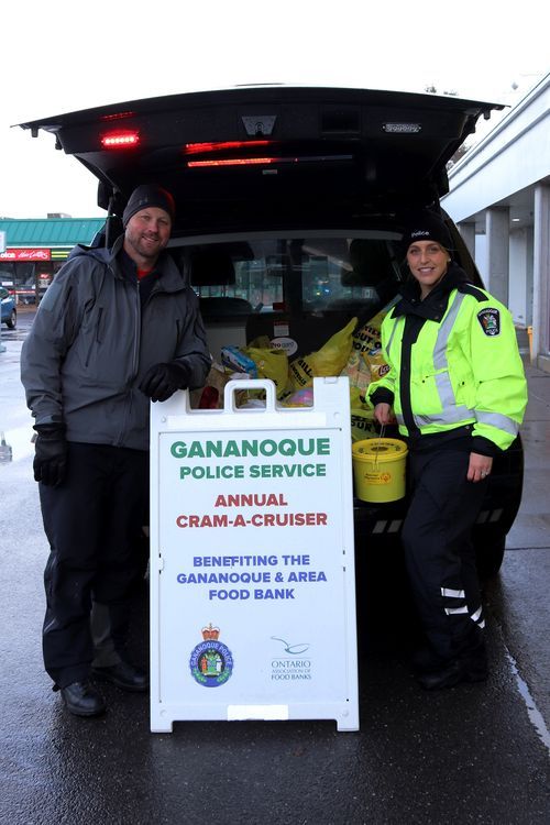 Police Cram-A-Cruiser For Local Food Bank | Gananoque Reporter