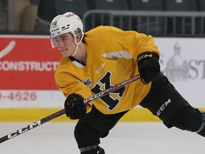 Kingston Frontenacs forward Chris Thibodeau works out at skills practice at the Leon's Centre on Wednesday, Dec. 14, 2022.