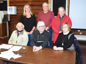 Photo by KEVIN McSHEFFREY
The Elliot Lake Historical Society board is made up of (seated) vice-chair Edo Ten Broek, chair Marie Murphy Foran, secretary/treasurer Geraldine Robinson, and standing three directors Nancy Ewen, Doug Souliere and Margaret Dean.