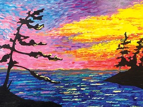 Photo supplied
Item 21 is a collaborative 4-by-8-foot painting of a sunset in the EHS art auction. The reserve bid is $250, which bidding has already exceeded.