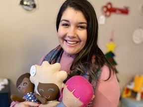 Ana Costa is a Stratford entrepreneur who creates hand-made felt and cotton dolls that can help teach children about diversity and inclusion.  she's among six entrepreneurs who are sharing $30,000 in Starter Company Plus grants, funding the business center offers graduates of its program for promising start-ups in Stratford, St. Marys, and Perth County.  Cory Smith/Stratford Beacon Herald