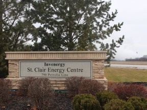 The entrance to the St. Clair Energy Centre on Petrolia Line in St. Clair Township is shown in this photo.