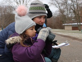 Carshenan Lai and her daugher Eshe Lai, of Camlachie, take part in the 2018 Christmas Bird Count for Kids at Canatara Park in Sarnia.
