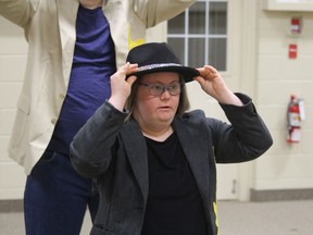 Angie Sauve rehearses with the Sarnia group Expressive Arts 21-plus for its upcoming show I Am Sunshine.