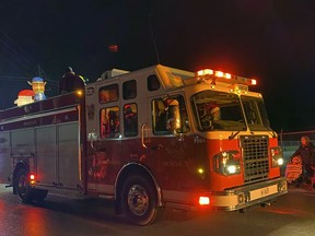 A fire truck started off the Waterford Santa Claus Parade on Saturday night.  SIMCOE REFORM