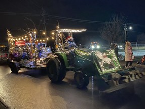 Parade floats up St. James Street during the Waterford Santa Claus Parade on Saturday night.  SIMCOE REFORM